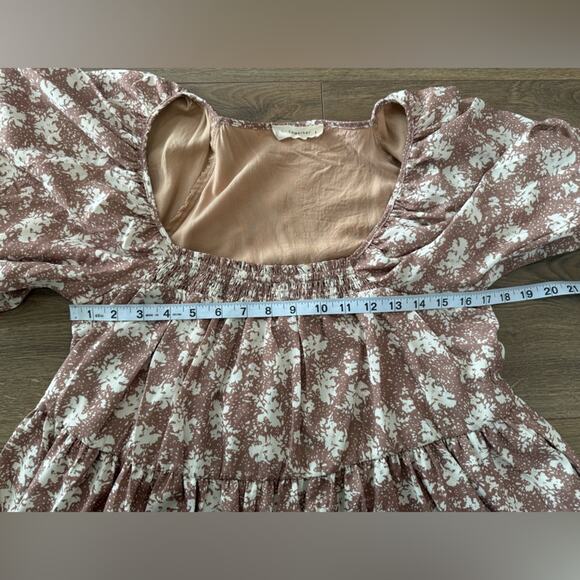 By Together Morning Dew Square Neck Floral Babydoll Puff Sleeve Dress Size S - Picture 10 of 11